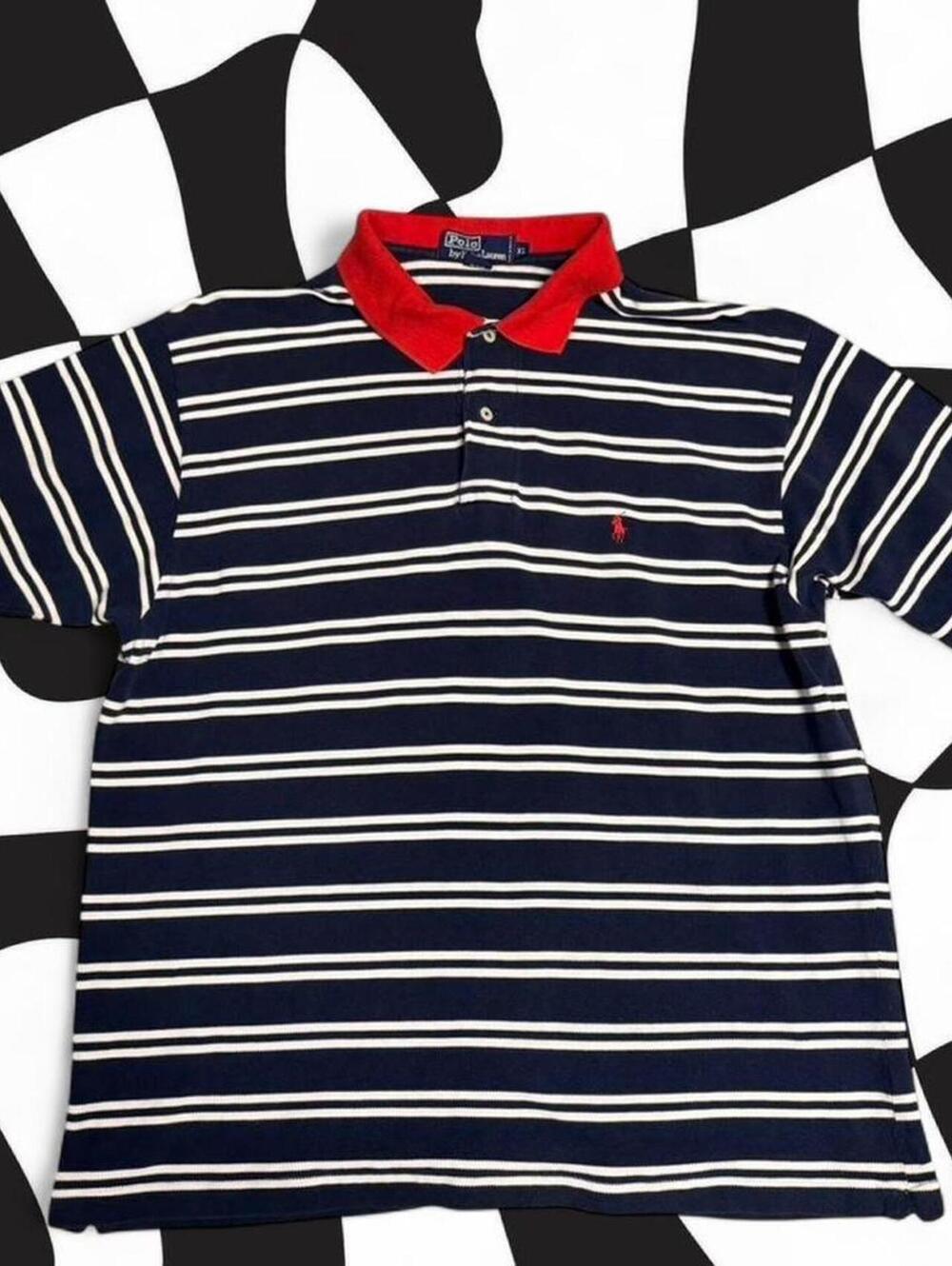 Vintage Polo Ralph Lauren navy striped polo shirt